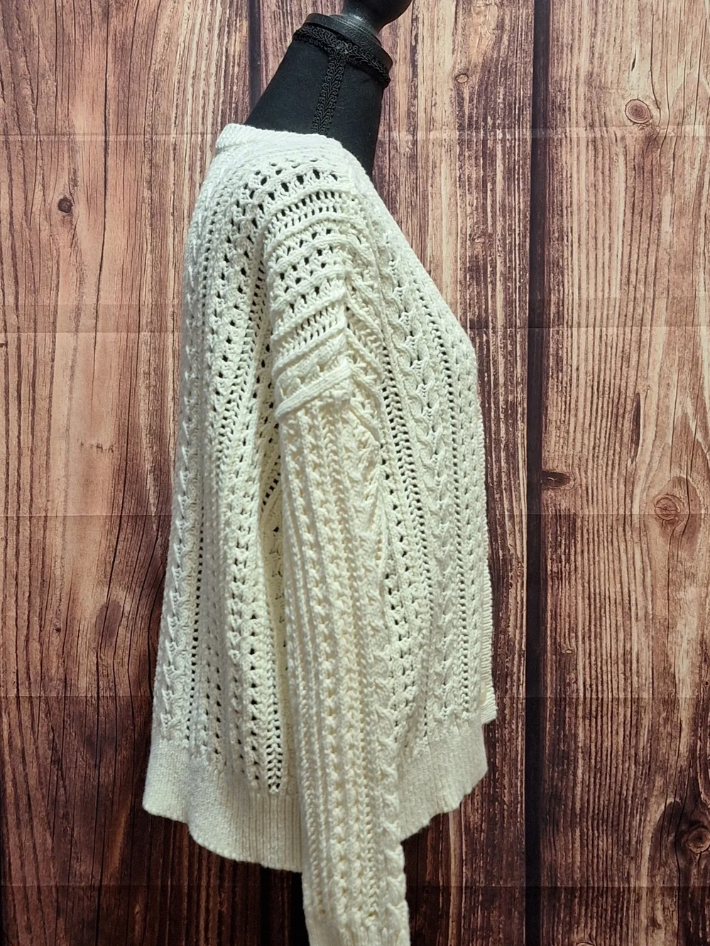 Sundance Cream Open-Knit V-Neck Button Cardigan Size Xxl